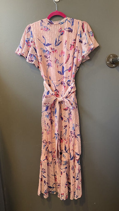 Floral Silk Faux Wrap Midi Dress