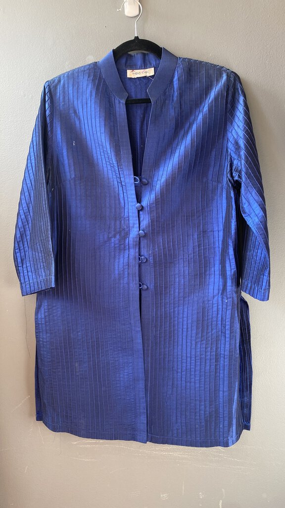 Silk Pleated Mandarin Tunic Jacket