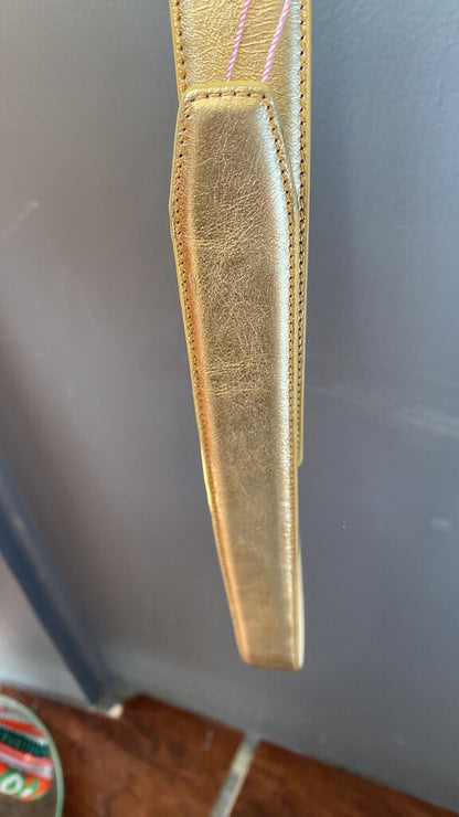 Gold Leather Velcro Belt