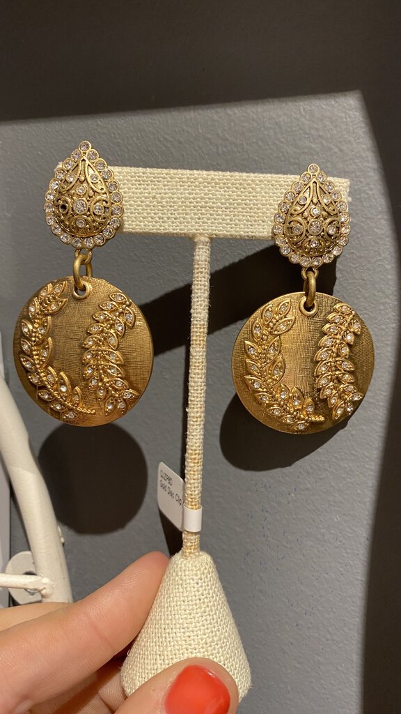 Gold Disc Clip On Earrings