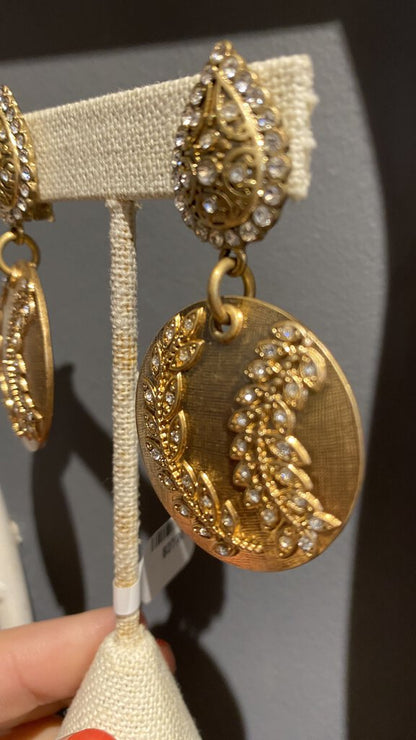 Gold Disc Clip On Earrings