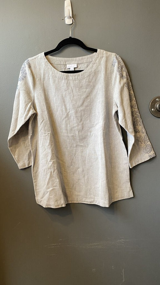 Embroidered Sleeve Linen Top