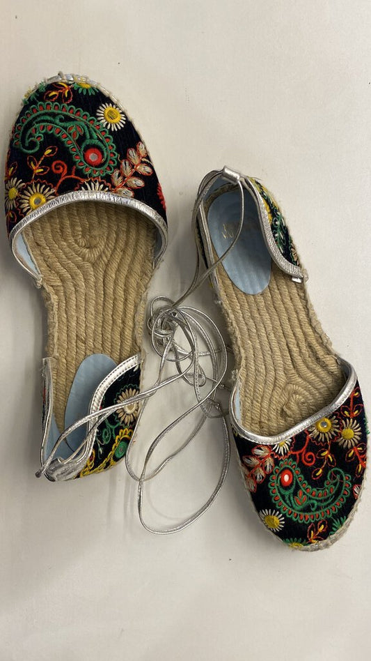 Embroidered DOrsay Espadrille Flats