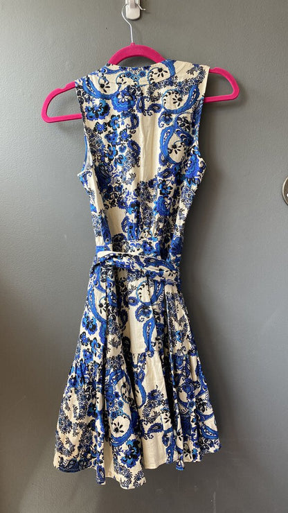 Linen Floral Paisley Wrap Dress