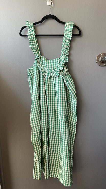 Green Gingham Midi Dress