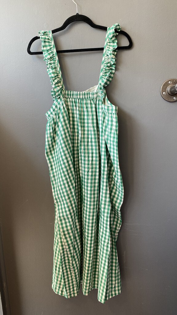 Green Gingham Midi Dress