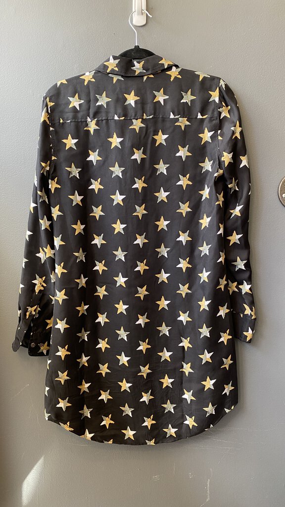 Silk Star Print Shirtdress