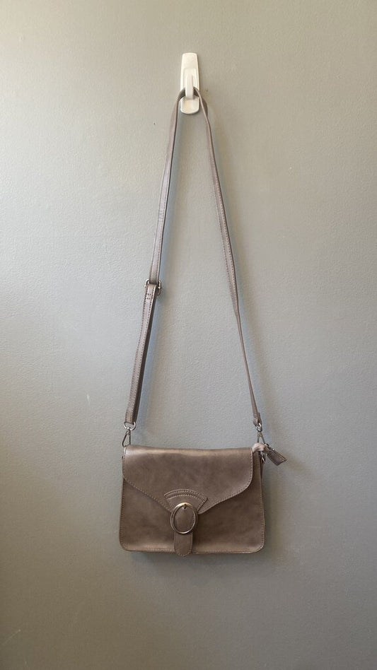 Faux Leather Zip Flap Crossbody