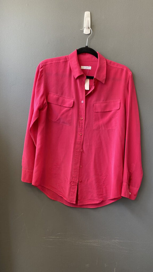 Silk Pocket Front Button Up Blouse