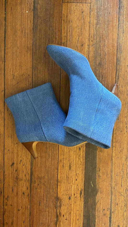 Denim Kitten Booties