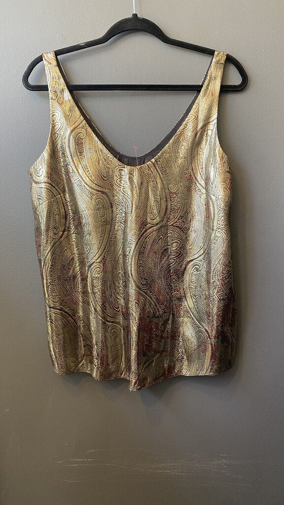 Silk Metallic Scoop Neck Tank