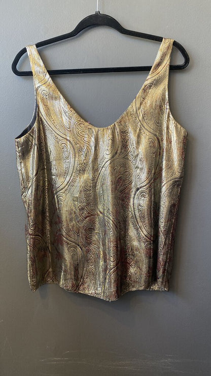 Silk Metallic Scoop Neck Tank