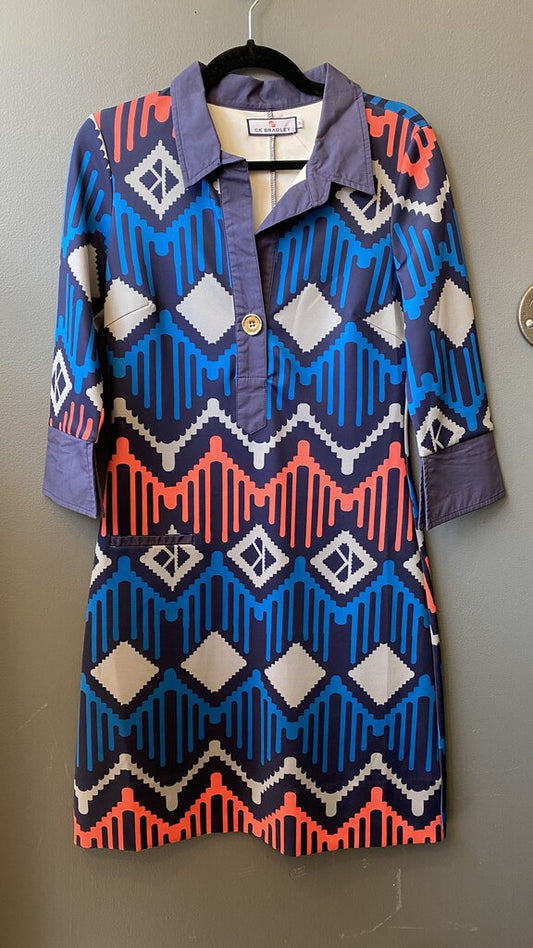 Geometric Print Popover Dress