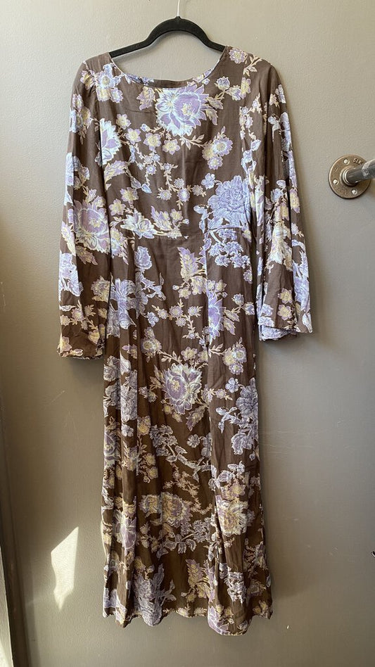 Vintage Floral Long Sleeve Maxi Dress