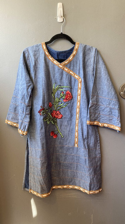 Denim Flower Applique Tunic