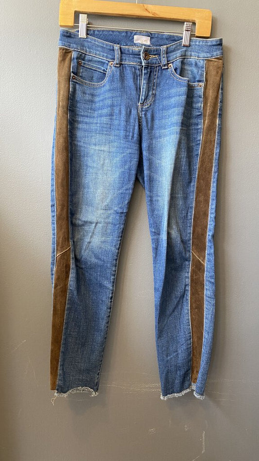 Faux Suede Track Stripe Jeans