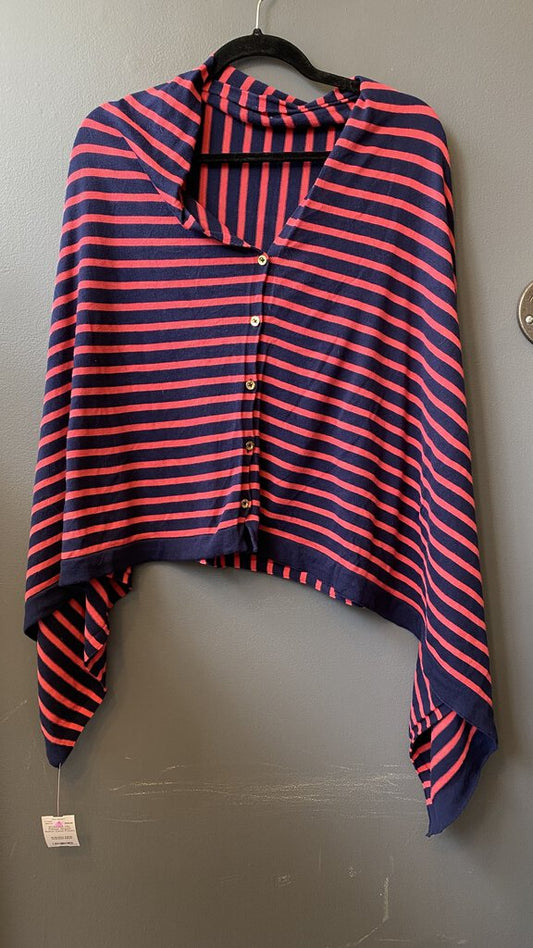 Striped Button Detail Poncho