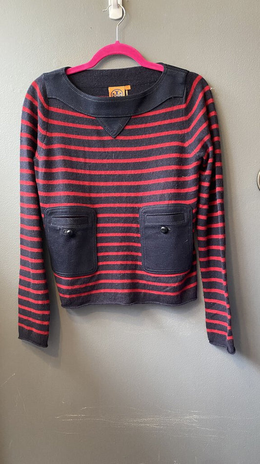 Patch Pocket Stripe Cashmere Sweater