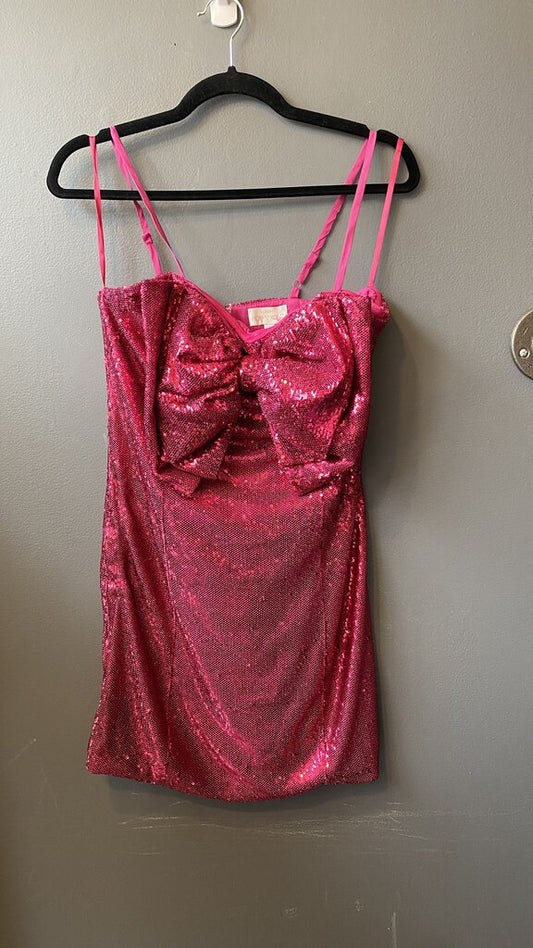 Sequin Bow Mini Dress