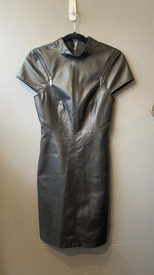 Faux Leather Sheath Dress