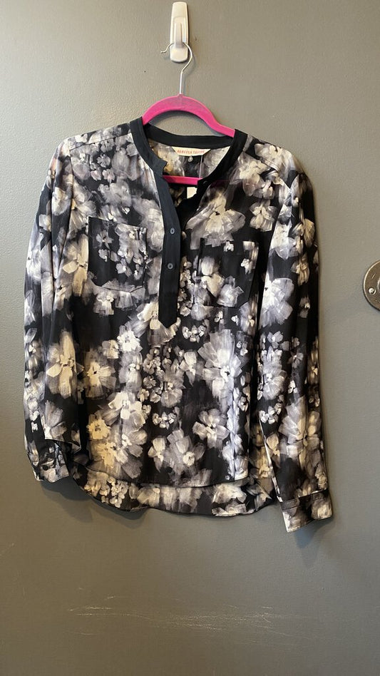 Brushstroke Floral Silk Blouse