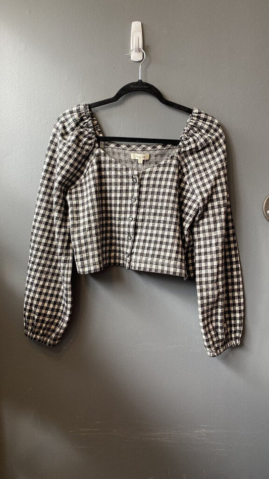 Gingham Crop Puff Sleeve Top