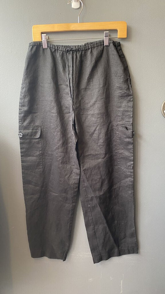 Petite Linen Pull On Cargo Pants