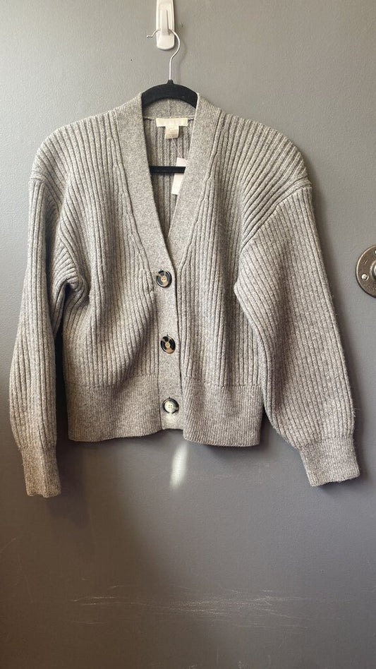 Ribbed V neck Cardigan Sweater