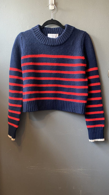 Wool Cashmere Stripe Crop Sweater