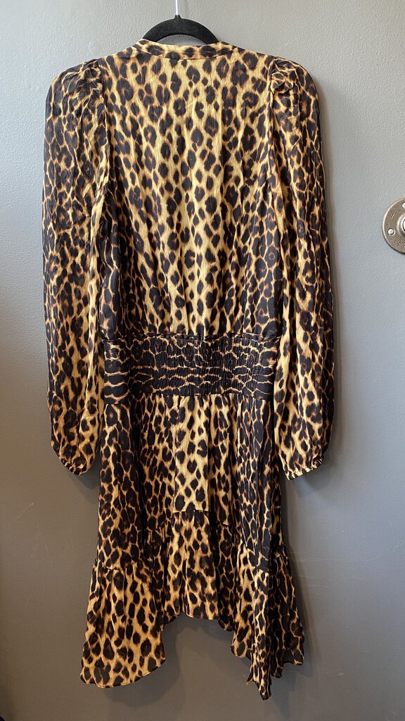 Silk Leopard Smock Waist Dress