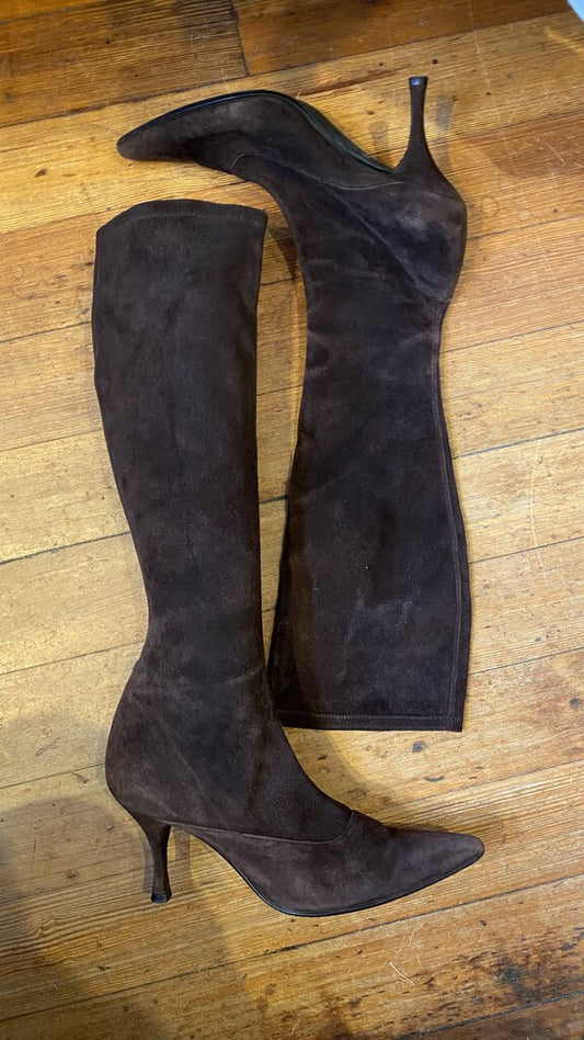 Suede Tall Sock Boots