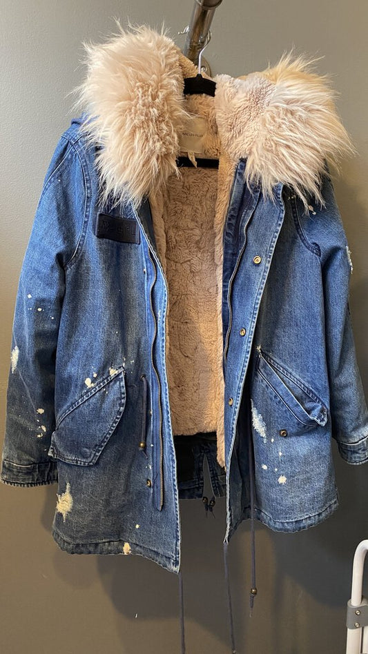 Faux Fur Trim Denim Jacket