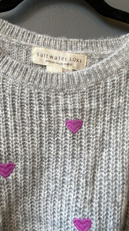 Embroidered Heart Crop Sweater