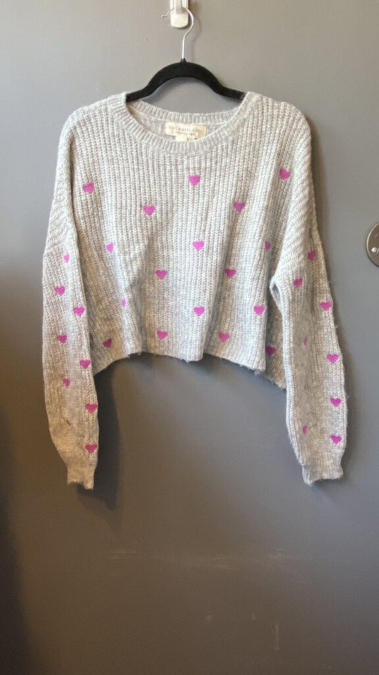 Embroidered Heart Crop Sweater