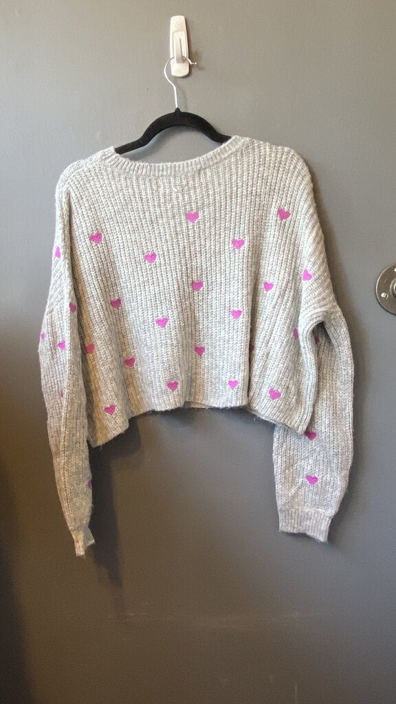 Embroidered Heart Crop Sweater