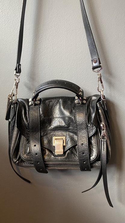 Expandable Leather Crossbody Satchel