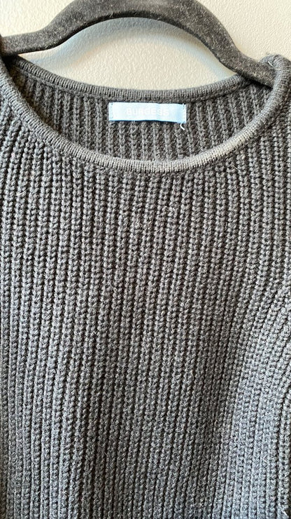 Ribbed Zipper Side Cotton Cashmere Sweater