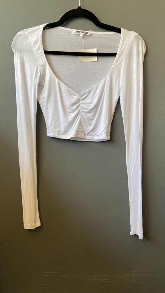 Ruched Neckline Crop Longsleeve Tee