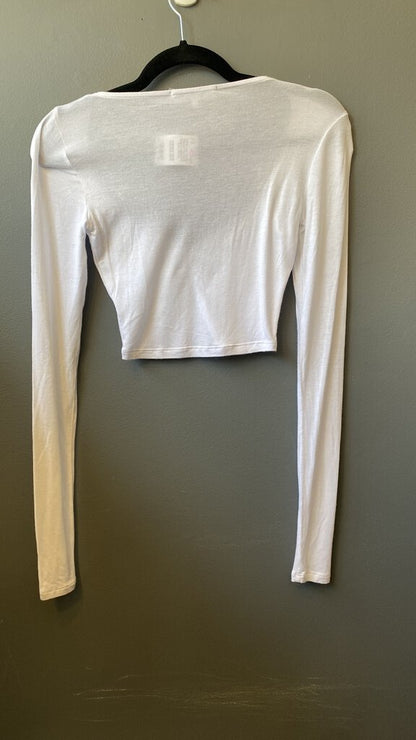 Ruched Neckline Crop Longsleeve Tee