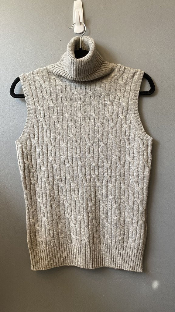 Wool Cashmere Cableknit Turtleneck Tank