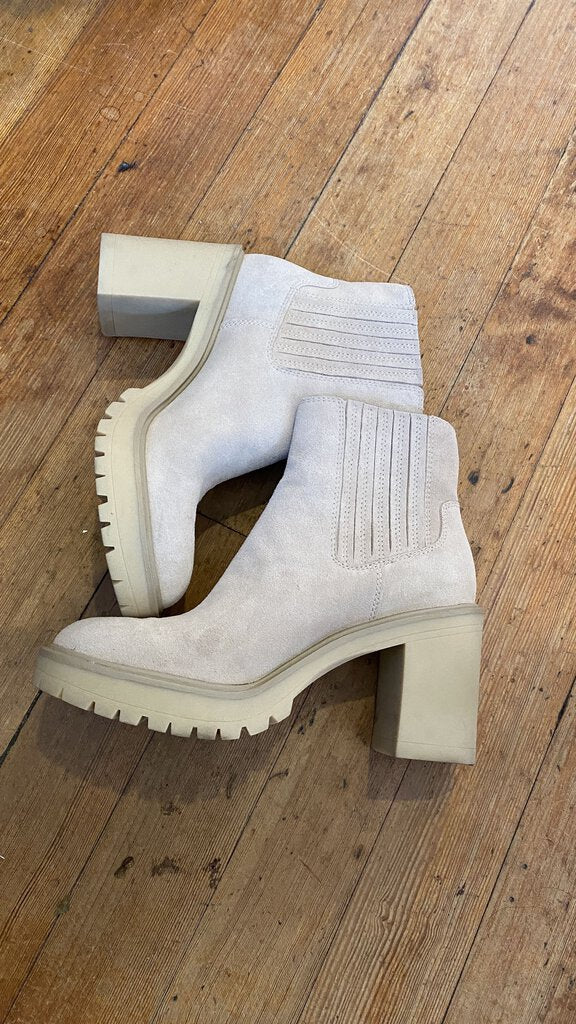 Suede Lug Sole Heeled Booties