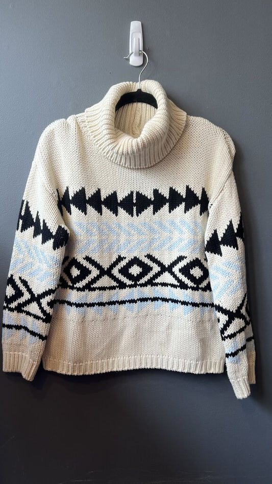 Cotton Cashmere Aztec Turtleneck