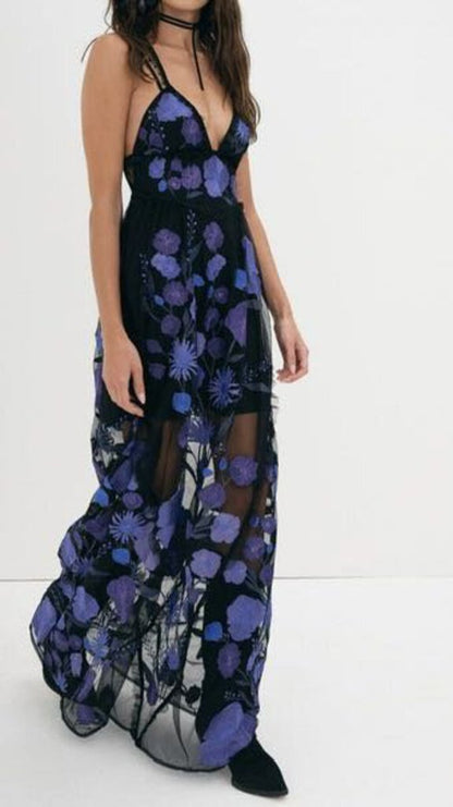 Sheer Floral Maxi Dress