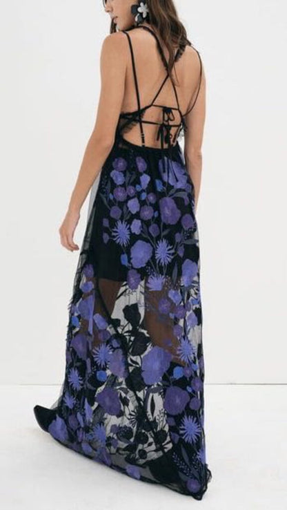 Sheer Floral Maxi Dress