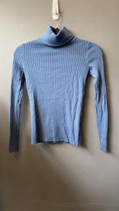 Ribbed Button Cuff Turtleneck Sweater