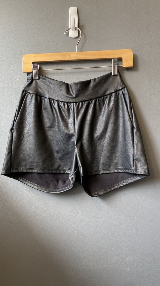 Faux Leather Pull On Shorts