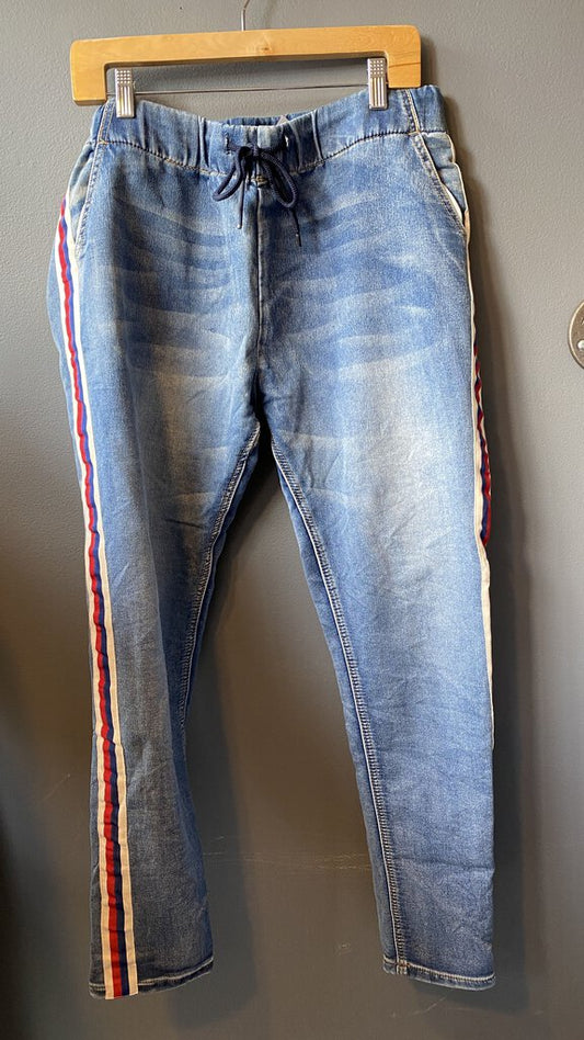 Track Stripe Drawstring Jeans