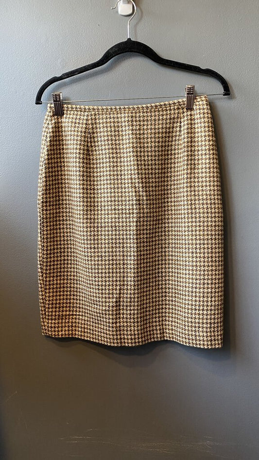 Houndstooth Cashmere Pencil Skirt