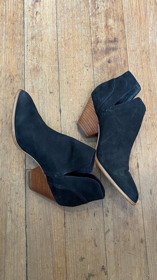 Suede Stacked Heel Booties