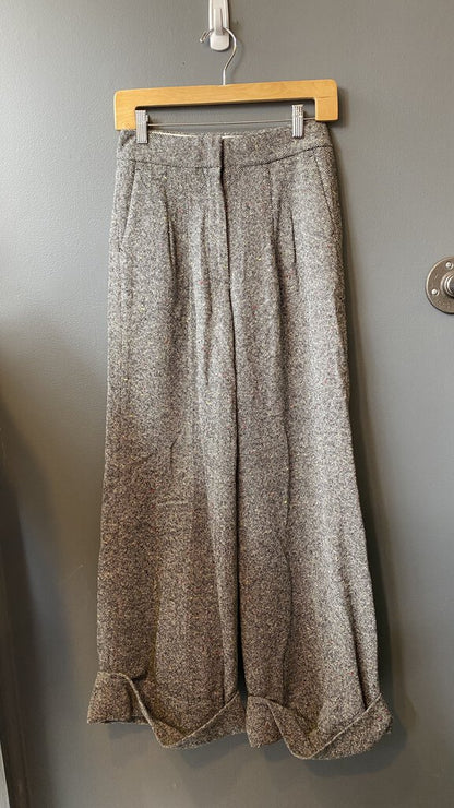 Wool Wide Leg Tweed Pants